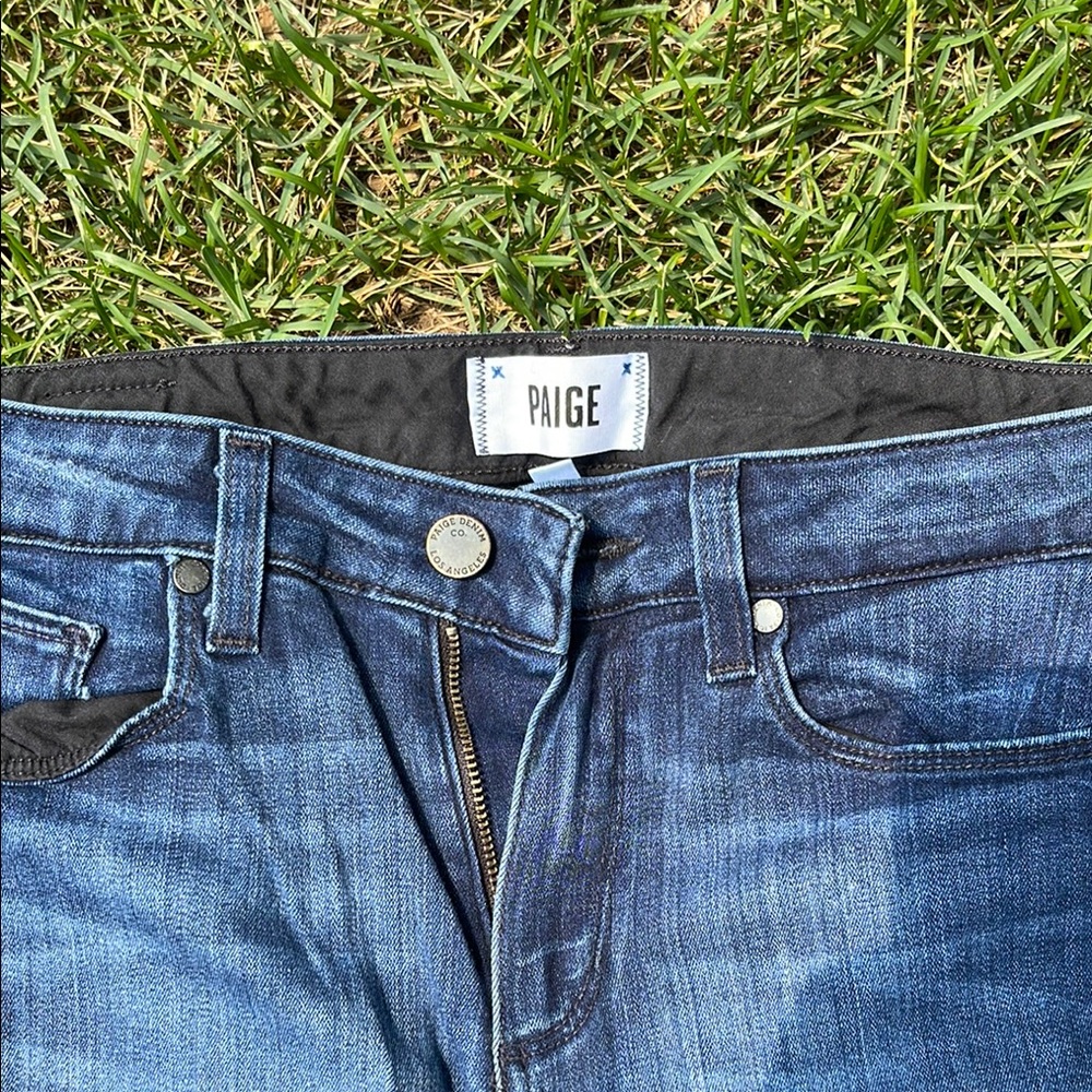 PAIGE Blue Skinny Jeans with Stretch and Fading